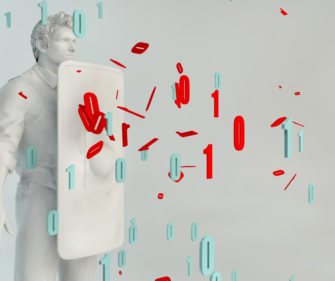 man met telefoon en codering